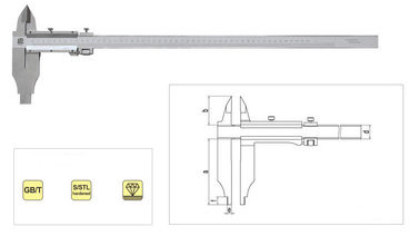 Abra o compasso de calibre vernier do seletor de aço inoxidável do bloco com as maxilas do estilo e do padrão da ponta