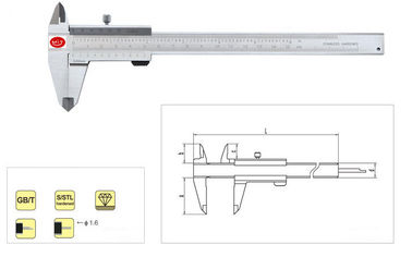 0-200mm compasso de calibre vernier resistente de aço inoxidável, escalas da polegada/compasso de calibre vernier métrico